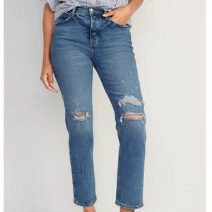 Old Navy Extra High-Waisted Button-Fly Sky-Hi Straight Ripped Jeans - NWT